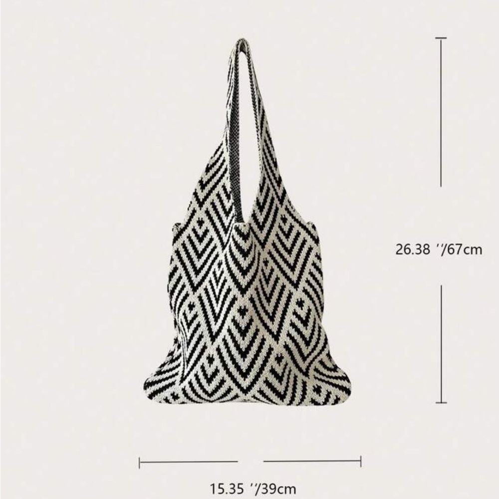 NEW Black and White Geometric Tote Bag - Picture 6 of 6